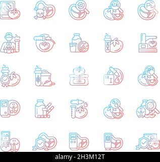 Food testing gradient linear vector icons set Stock Vector