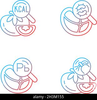 Food contaminant testing gradient linear vector icons set Stock Vector