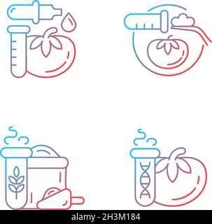 Artificial food additives gradient linear vector icons set Stock Vector