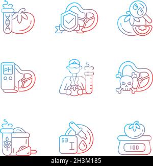 Organic products testing gradient linear vector icons set Stock Vector