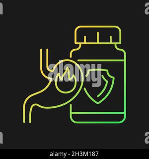 Acid reflux supplements gradient vector icon for dark theme Stock Vector