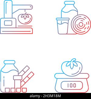 Food physical property test gradient linear vector icons set Stock Vector