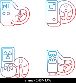Food testing equipment gradient linear vector icons set Stock Vector