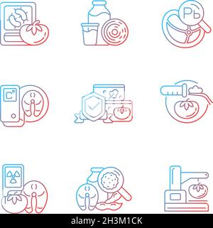 Food analysis gradient linear vector icons set Stock Vector