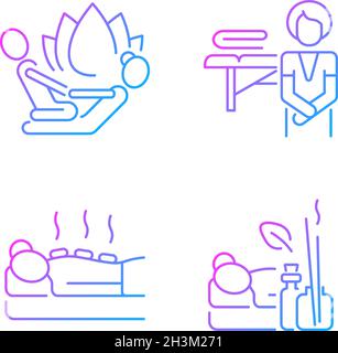 Beauty procedures gradient linear vector icons set Stock Vector