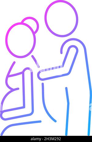 Pregnancy massage gradient linear vector icon Stock Vector