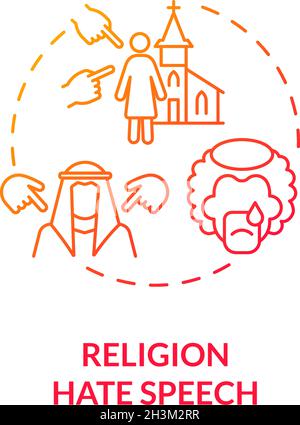 Religion hate speech red gradient concept icon Stock Vector