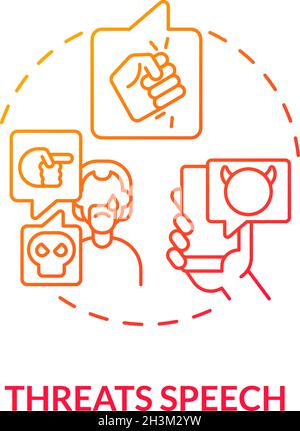 Threats speech red gradient concept icon Stock Vector