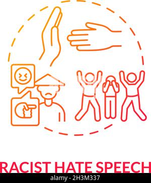 Racist hate speech red gradient concept icon Stock Vector