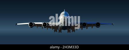 airliner a380 takeoff. Available EPS-8 vector format separated by groups and layers for easy edit Stock Vector