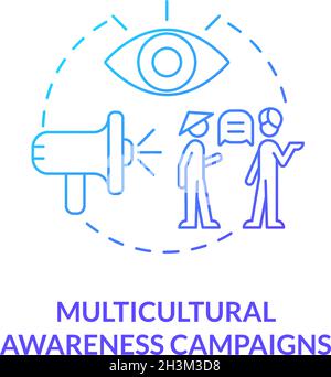 Multicultural awareness campaigns blue gradient concept icon Stock Vector