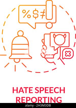 Hate speech reporting red gradient concept icon Stock Vector