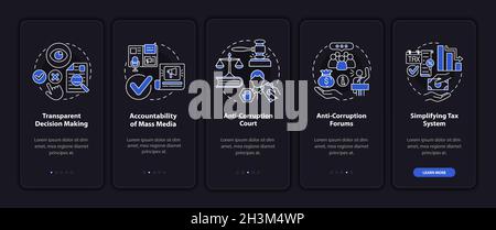 Anti corruption measures onboarding mobile app page screen Stock Vector