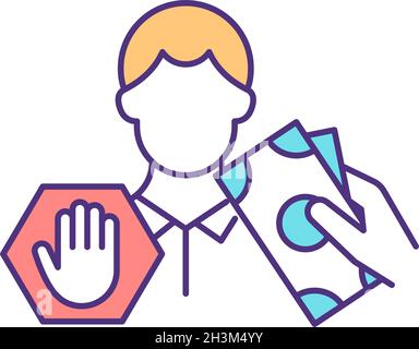 Stop government corruption RGB color icon Stock Vector