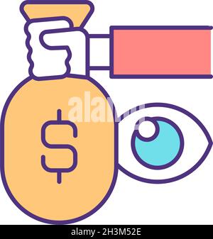 Transparency in financial operations RGB color icon Stock Vector