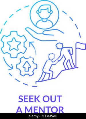 Seek out mentor blue gradient concept icon Stock Vector