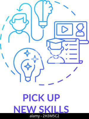 Pick up new skills blue gradient concept icon Stock Vector
