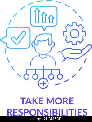 Take more responsibilities blue gradient concept icon Stock Vector