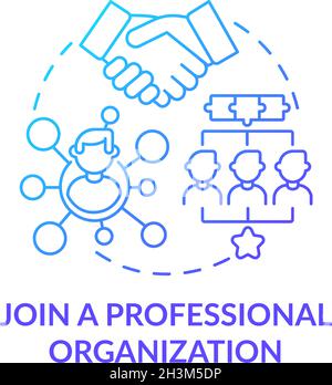 Join professional organization blue gradient concept icon Stock Vector