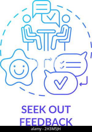 Seek out feedback blue gradient concept icon Stock Vector