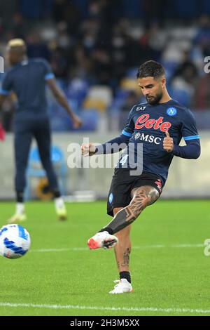 NAPELS, ITALY - OCTOBER 28: Lorenzo Insigne of SSC Napoli during the Serie A match between SSC Napoli and Bologna FC at Stadio Diego Armando Maradona  on October 28, 2021 in Napels, Italy (Photo by Ciro Santangelo/Orange Pictures) Stock Photo