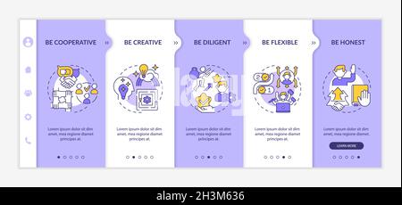 Employee personal traits onboarding vector template Stock Vector