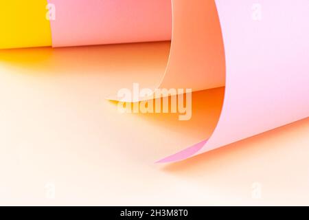 Abstract geometric light pink and yellow shades blank paper background. Textured canvas element for text design, greeting card, template with copy spa Stock Photo