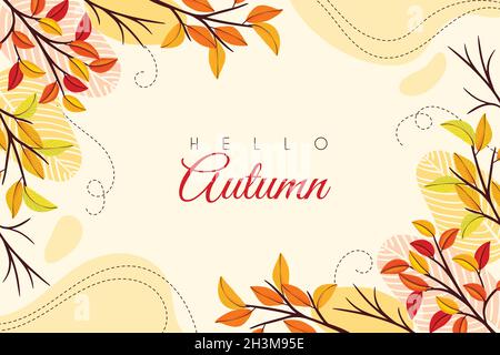 hello autumn hand drawn background vector design illustration Stock Vector