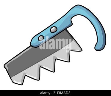 Saw small cartoon color drawing, vector illustration, horizontal, over white, isolated Stock Vector