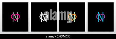 Outline Of Heart Entangled On Letter Logo Design N Stock Vector