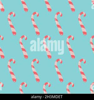 Vector seamless pattern with candycanes. Christmas traditional sugary treat. Stock Vector
