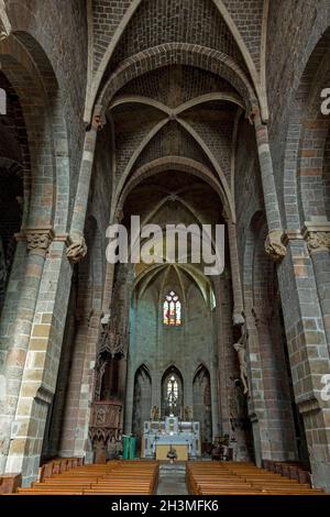 The Monastier-sur-Gazeille, benedictine Abbey Saint-Chaffre, Haute Loire department, Auvergne Rhone Alpes, France Stock Photo