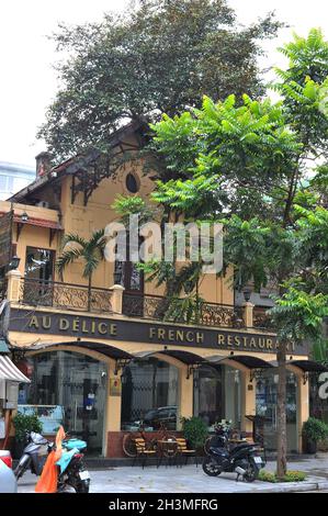 French colonial architecture in Hanoi city Stock Photo
