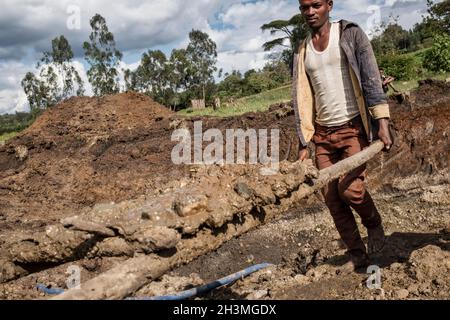 Illegal artisanal gold mining in Ethiopia, Africa Stock Photo