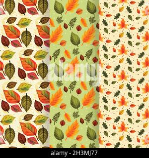 hand drawn autumn pattern collection vector design illustration Stock Vector