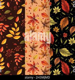 hand drawn autumn pattern collection vector design illustration Stock Vector