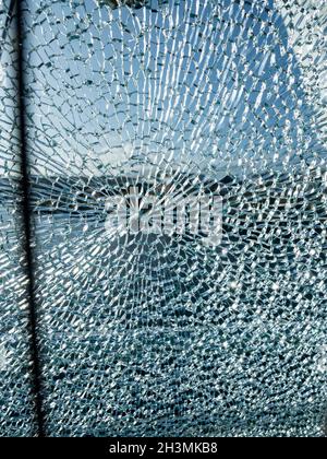 Almost Shattered Glass: Cracked safety glass forms a complex pattern on a glass panel that is part of the new Foyle footbridge in Derry.