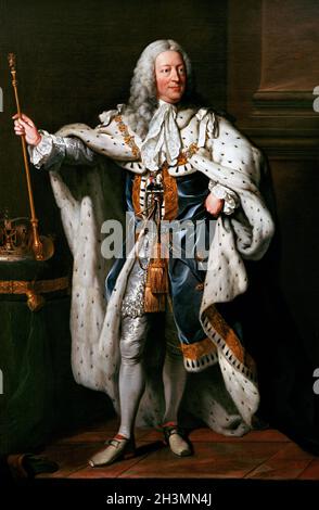 George II. Portrait of King George II of Great Britain (1683-1760) by John Shackleton, 1749-55 Stock Photo
