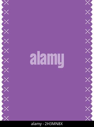 Purple 'papel picado ' -or perforated paper- for Mexican traditions like Dia de Muertos. Template in flat style. Stock Vector