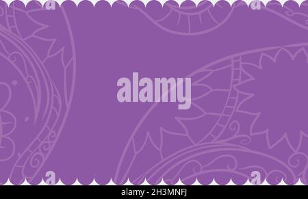 Template design with purple label, rounded borders and abstract silhouettes with floral pattern. Stock Vector