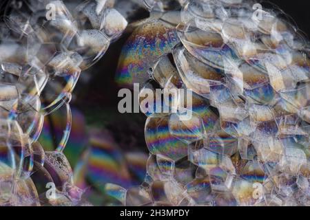 Soap foam on black background Stock Photo