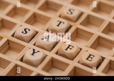 Word cloud for stay safe Stock Photo