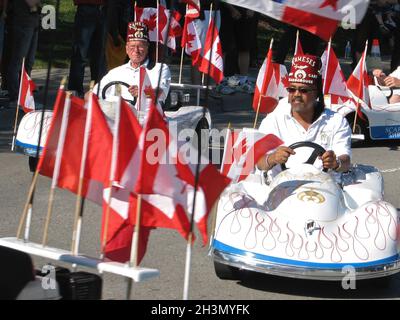 Toronto, Ontario / Canada - 01 July, 2008: Funny small cars from Scarborough Shrine Club in Canada Day Parade Stock Photo