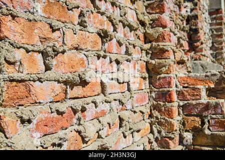 Detail of wall of red brick Stock Photo