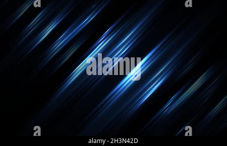 Dark geometric background with glowing vertical blue light luminous lines and Stock Vector