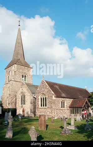 St Nicolas church at Chislehurst, Kent, in the London Borough of Bromley Stock Photo