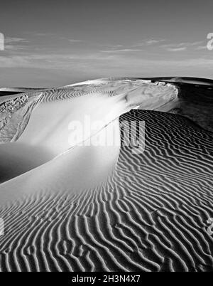 Oceano Dunes Natural Preserve, Black and White Photo, Pismo Beach, California Stock Photo