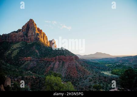 USA, Utah, Rear view of lone hiker in Bryce Canyon Stock Photo