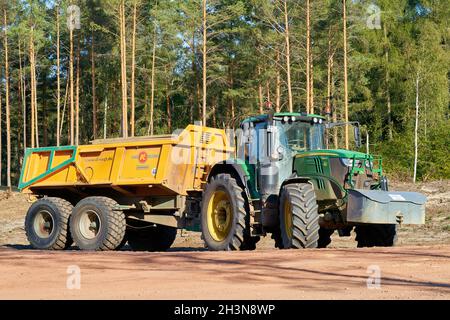Clearing a forest for the construction of the A14 motorway north of the village of Dolle in Germany Stock Photo