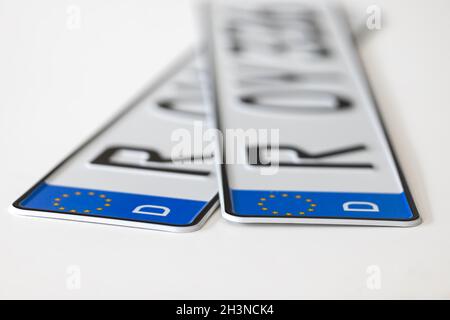 German plates on white background Stock Photo